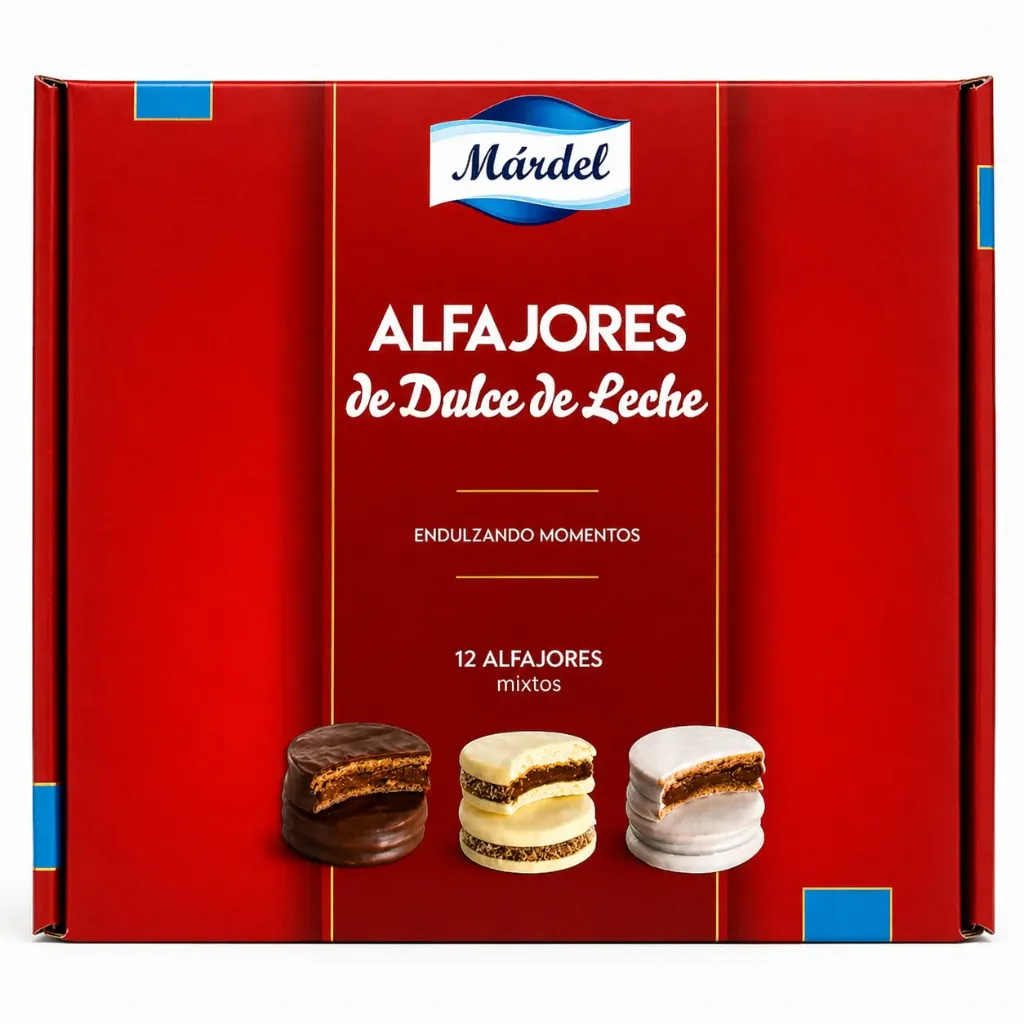 ALFAJOR MARDEL MIX CHOCOLATE + BLANCO 8 unidades ( 50 gr. )+ MAICENA 4 unidades ( 80 gr )
