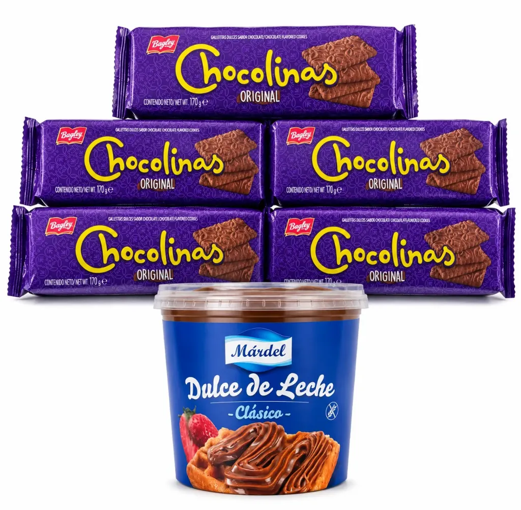 Combo Chocotorta, 5 paquetes de chocolinas x 170 gr + Mardel dulce de leche x 1 kg